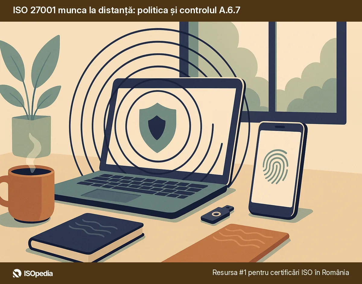 ISO 27001 munca la distanță: politica și controlul A.6.7